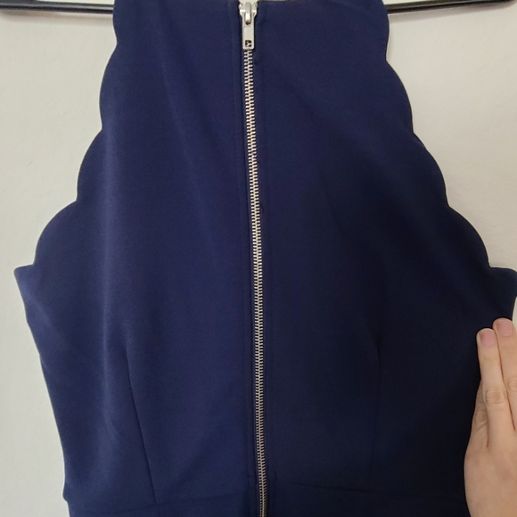 Blue Scalloped High Neck Pant Suit/Romper - Picture 5 of 6